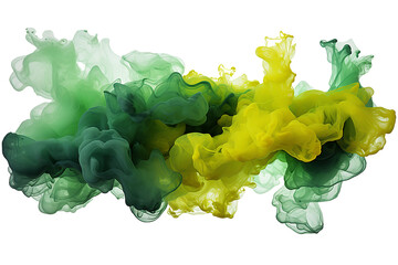 Abstract blue and green paint splash isolated light green paint dissolves in water on a png background, like a cloud or smoke transparent background Generative Ai