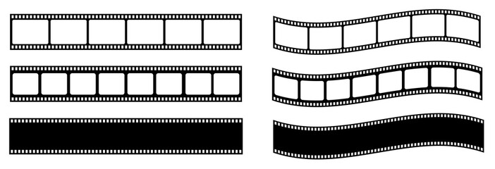  Film strip icon. Video tape photo film strip frame vector. Old white and black film tapes . Vector illustrarion - obrazy, fototapety, plakaty