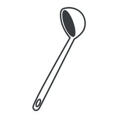 Kitchen element of black line set. A charming illustration in black outline feature a rustic scoop as a focal point, adding a touch of cooking. Vector illustration.