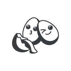 Kitchen element of black line set. An artistic black outline illustration of a kitchen theme showcase an eggs, evoking a sense of cooking. Vector illustration.