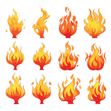 Set of red and orange fire flame. cartoon fire flame vector