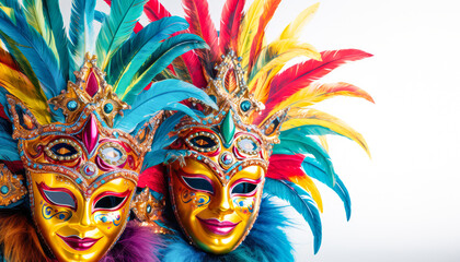 Adult Wearing Multi-Colored Venetian Mask at Carnival Celebration