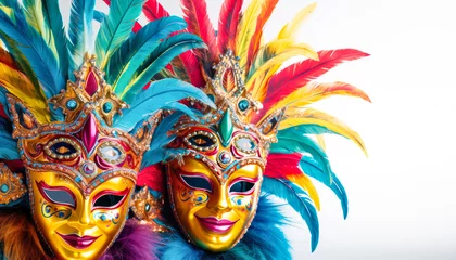Papier Peint photo Carnaval Adult Wearing Multi-Colored Venetian Mask at Carnival Celebration