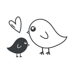 Wedding element of black line set. This enchanting image captures the wedding theme with delicate decoration birds adorning the scene, adding a touch of romance and elegance. Vector illustration.