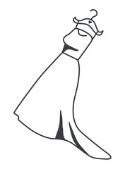 Wedding element of black line set. This elegant illustration showcases the wedding theme with a stunning bridal dress taking center stage, exuding grace and sophistication. Vector illustration.