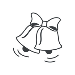 Wedding element of black line set. This enchanting illustration embraces the wedding theme with delicate decoration bells, evoking the romantic charm of a joyous celebration. Vector illustration.