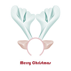 Merry Christmas greeting card with geometric horned reindeer headband on white background vector illustration - 688586116