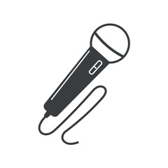 Music instrument of black line set. This captivating illustration showcases a classic microphone, paying tribute to the timeless role it plays in bringing music to life on stage. Vector illustration.