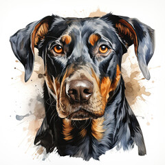 Obraz premium watercolor Dobermann clipart, Generative Ai