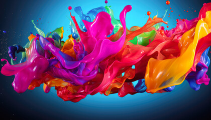 Abstract Art made of Vibrant Splashing Colors on White Background, Gradient background