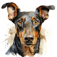 Obraz premium watercolor Dobermann clipart, Generative Ai