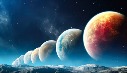  Multiple earth Parallel world Scene from moon, Celestial planets Beauty in the Night Sky