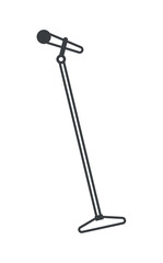 Music instrument of black line set. In this striking artwork with a sleek black outline, the microphone stands as an iconic symbol of the power of voices and melodies. Vector illustration.