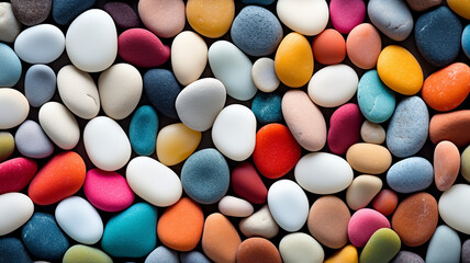 Fototapeta na wymiar Bright colored river pebbles. 3d render.