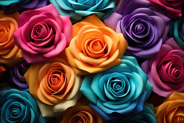 Fototapeta na wymiar Multicolored roses gradient background