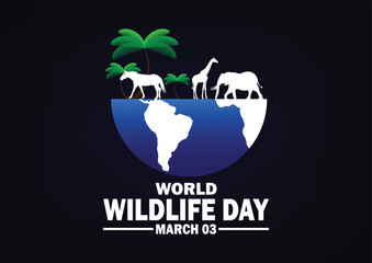 World Wildlife Day Vector Design Illustration. March 03. Suitable for greeting card, poster and banner