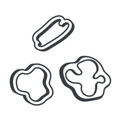 BBQ element of black line set. In this captivating black-outlined BBQ scene, vibrant slices of pepper add a burst of color and flavor to the grilling festivities. Vector illustration.