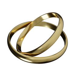 3d render of two gold rings. illustration wedding concept photo