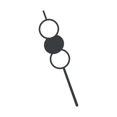 BBQ element of black line set. A funny skewer with marshmallows is the central object of this picture, because it is the main attribute of a successful picnic. Vector illustration.