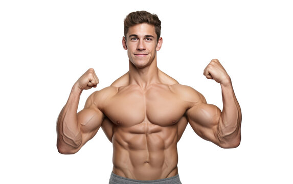 Emotional Strength Biceps Show Off Isolated on a Transparent Background PNG