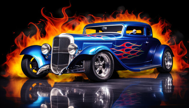 Fast Car Racing on Fiery Road