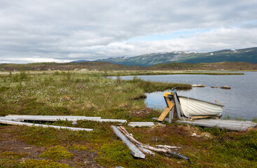 Stordalen nature reserve and lake Tornetrask, Lapland, northern Sweden.