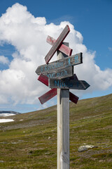 Sign at Mount Njulla, in Abisko National Park, Lapland, Sweden.