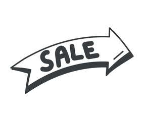 Element of Black Friday set. This Black Friday-themed illustration, featuring a sharp black outline, prominently displays a label with the enticing title 'Sale.' Vector illustration.