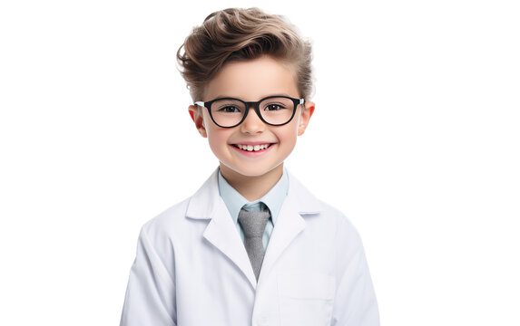 Cheerful Youngster in Make-Believe Dentist Attire Isolated on a Transparent Background PNG