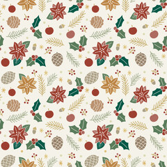 クリスマスのナチュラルカラーシームレスパターン