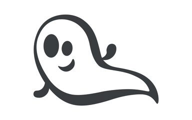 Halloween element of black line set. his Halloween-themed illustration, outlined in black, features playful and spooky ghosts that add a touch of whimsy to the eerie night. Vector illustration.