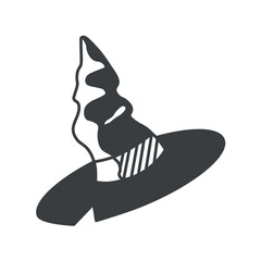 Halloween element of black line set. In this Halloween-themed illustration, a classic witch hat takes center stage, evoking the enchanting and spooky spirit of the holiday. Vector illustration.