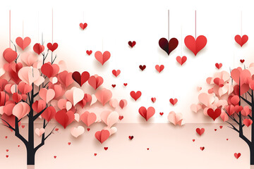 Valentine's day banner design with paper hearts.