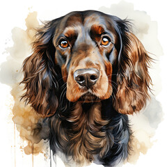 watercolor English Cocker Spaniel clipart, Generative Ai