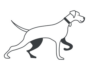Element of pets themed set. In this charming illustration with bold black outlines, a lovable dog steals the spotlight, showcasing the unwavering loyalty and companionship. Vector illustration.