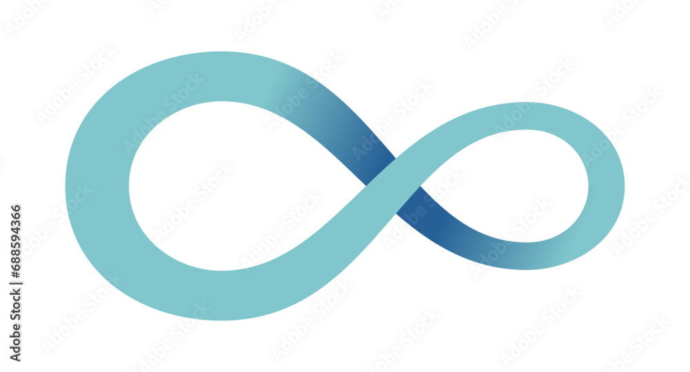 Wall mural abstract infinity sign. infinity loop mathematical symbol in flat style with shadows. isolated on wh