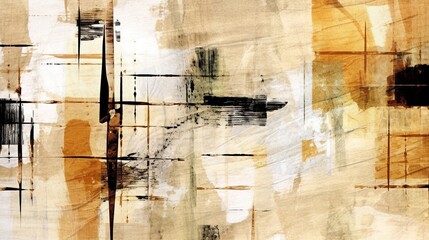 Generative AI, Beige brown black watercolor ink abstract painted background. Ink street graffiti art on a textured paper vintage background, washes and brush strokes..	
