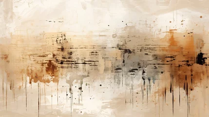 Zelfklevend Fotobehang Generative AI, Beige brown black watercolor ink abstract painted background. Ink street graffiti art on a textured paper vintage background, washes and brush strokes..   © DELstudio
