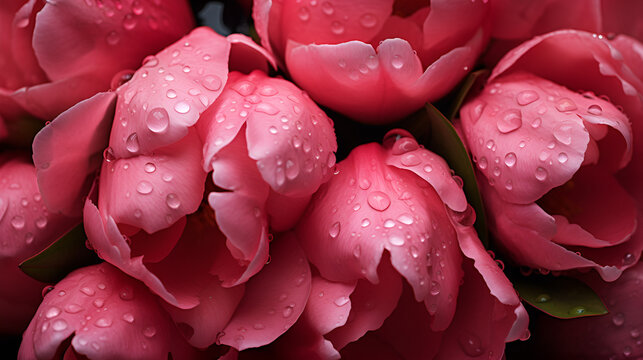 Beautiful red rose flowers with drops after rain in summer time inspirational natural floral spring blooming garden or park