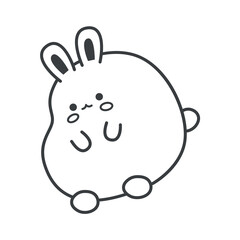 Element of pets themed set. A charming image of a rabbit in a black and white outline style emphasizes the importance of pets in people's everyday lives. Vector illustration.