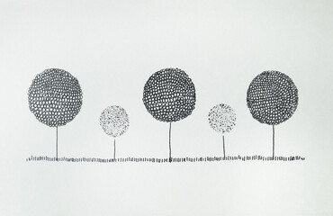 Graphics stylized trees with round crowns