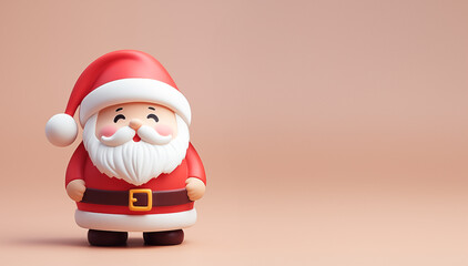 happy Santa Christmas ornament isolated on plain tan studio template background with blank copy space