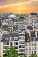 Naklejka premium Paris, typical buildings in the Marais, aerial view