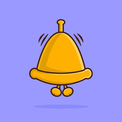 single yellow bell design for alarm or notification concept. Designed in a simple flat style.