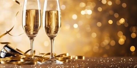 champagne glasses for new year celebration comeliness - obrazy, fototapety, plakaty