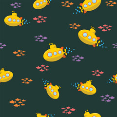 submarine pattern in vector for clothing, fabric, paper, cover, decoration, interior, vector texture, wallpaper, background, etc.