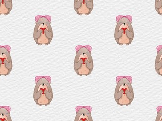 Groundhog, drawn as a cartoon seamless white background pattern ,painted with watercolors.