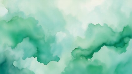 watercolor hand painted soft and dreamy background, green, emerald color	
