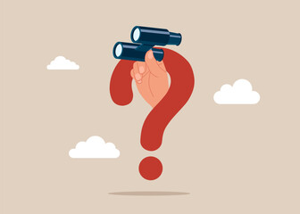 Search for solution or new business opportunity, seek for success concept. Flat vector illustration