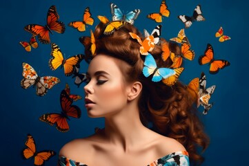 Wonderful depiction butterflies. Creative and interesting artwork with colorful insects. Generate AI